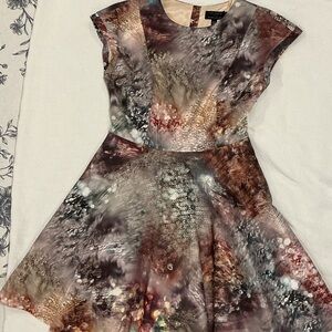 Ted Baker Sparkly Earth Tones Fit-snd-Flare Style Dress